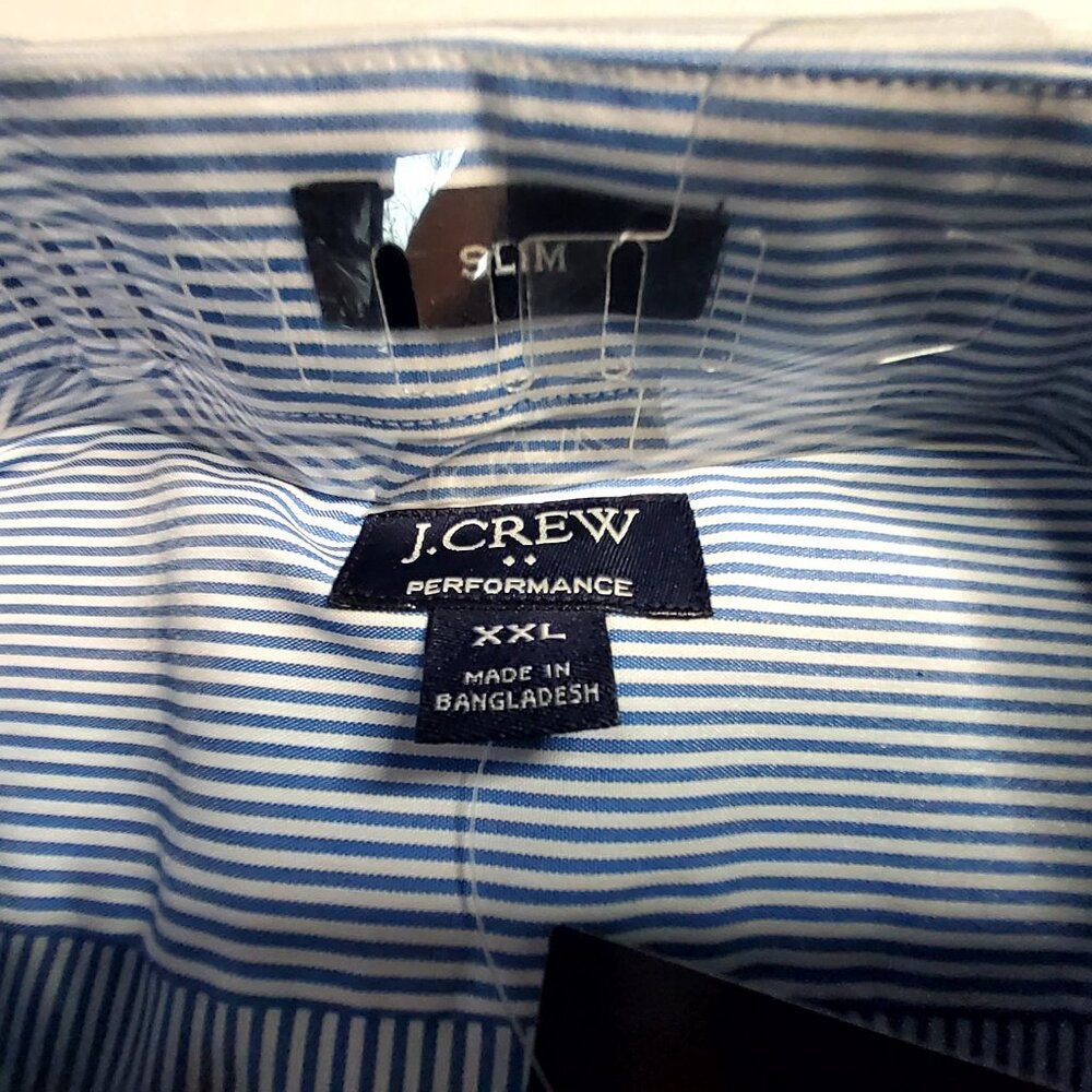 J.Crew Blue & White Striped XXL Performance Dress Shirt -Reimagined Cotton Blend - Picture 6 of 15